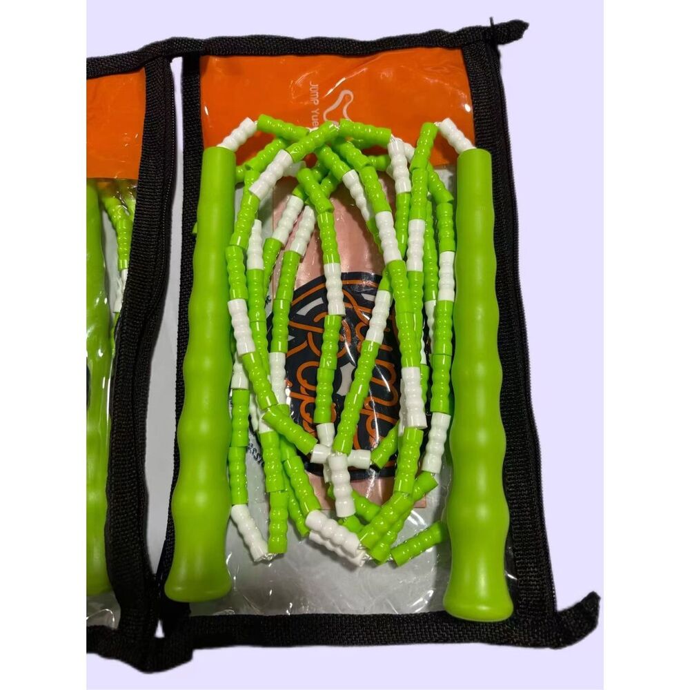 Jump Rope Soft Beaded Adjustable Skipping Jump Rope for Kid/Youth/Beginner green